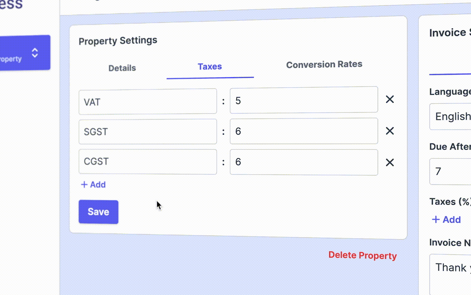 Manage taxes